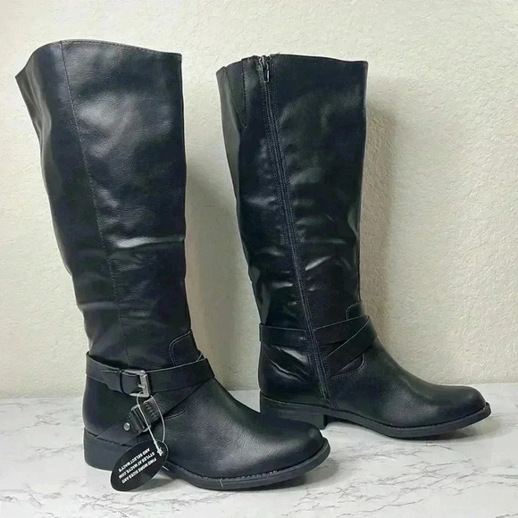 Style & Co Marliee Womens Faux Leather Wide Calf Motorcycle Boots Size 7M WC - Picture 5 of 10
